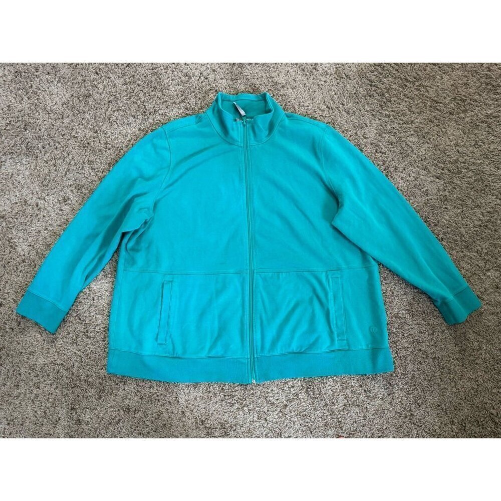 T by Talbots Full Zip Lightweight Jacket Pockets Green Sz 3X Pet Yoga Track READ